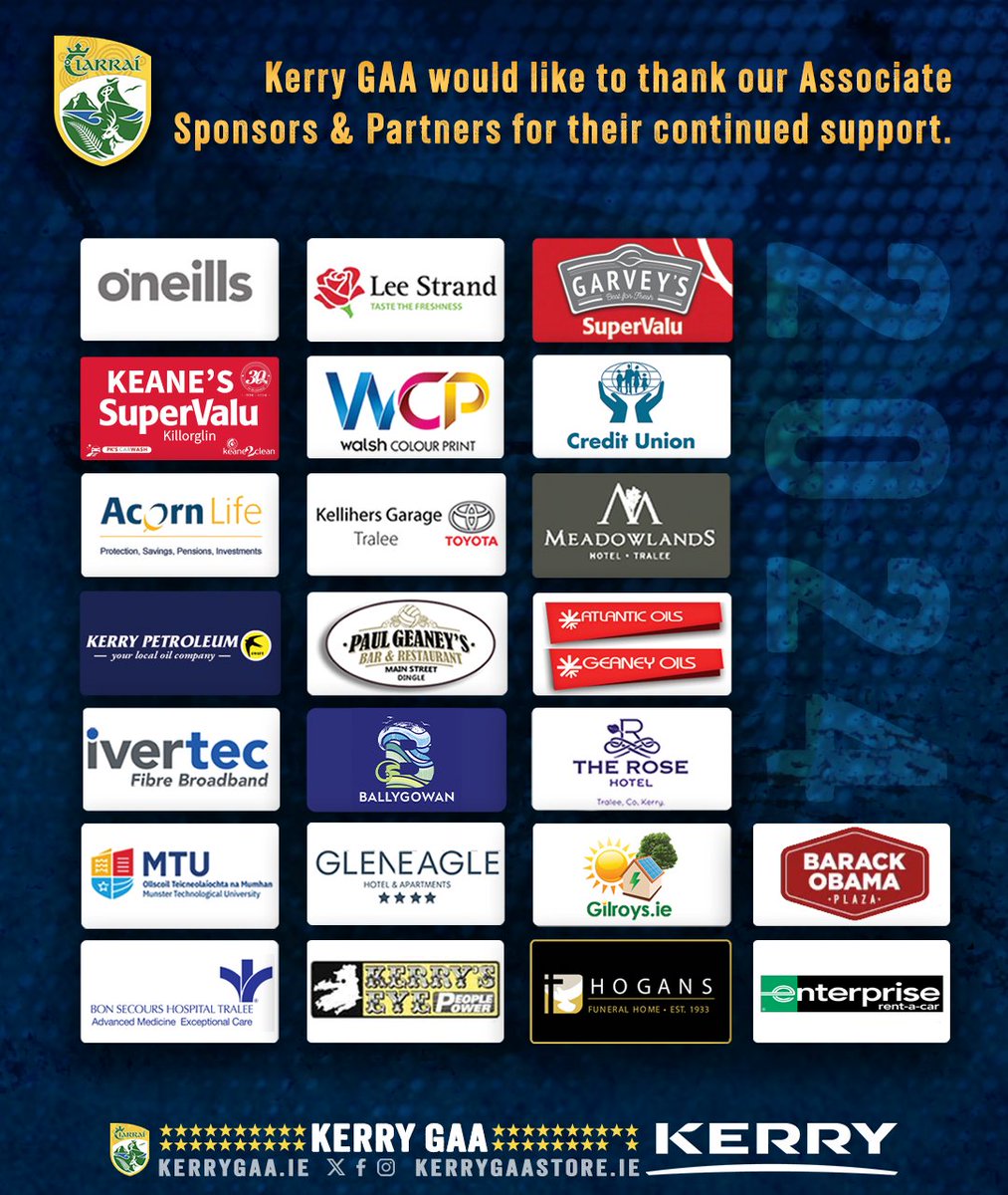 Kerry GAA would like to thank our Associate Sponsors and Partners for their continued support. #AssociateSponsors