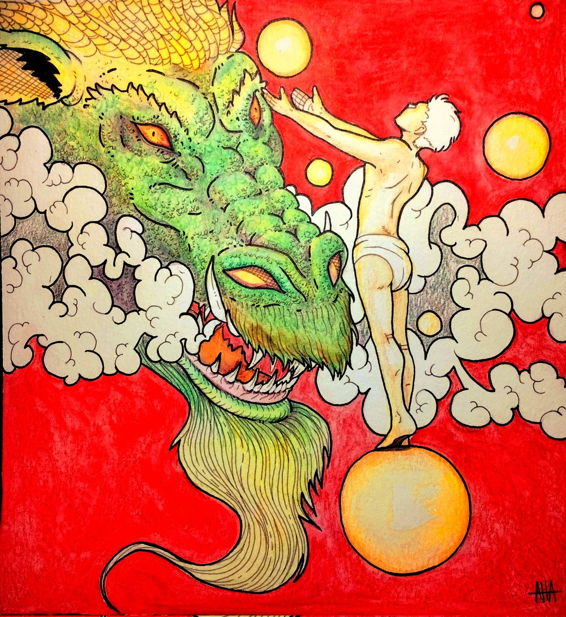 Just some crazy dream again, #art #wierdart #Dragons