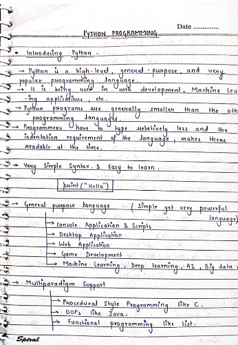 Krishnasagrawal's tweet photo. Python is one of the most popular languages to learn in 2024, used in Machine Learning, Data Science, and much more.

Here are Python Complete Handwritten Notes📚🔥

All, FREE of cost!

Simply:

1. Follow me (So I can DM)
2. Like &amp; Repost 
3. Comment "Python" to receive copy. https://t.co/UyYU7DZxoh