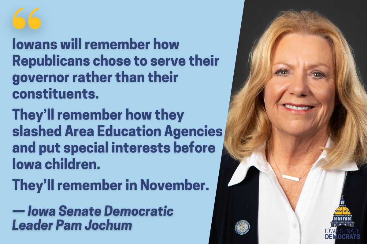 Senate Democratic Leader Pam Jochum's Statement on the End of the 2024 Legislative Session: senate.iowa.gov/democrats/2024…