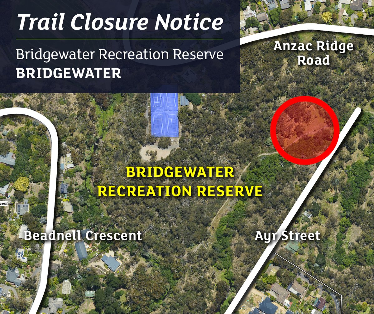 Bridgewater Recreation Reserve visitors, 🚧 There will be trail closures starting this Monday, April 22, until Wednesday, April 24. 🌿 Council will be conducting vegetation works at the Heysen Trail intersection with Ayr Street.