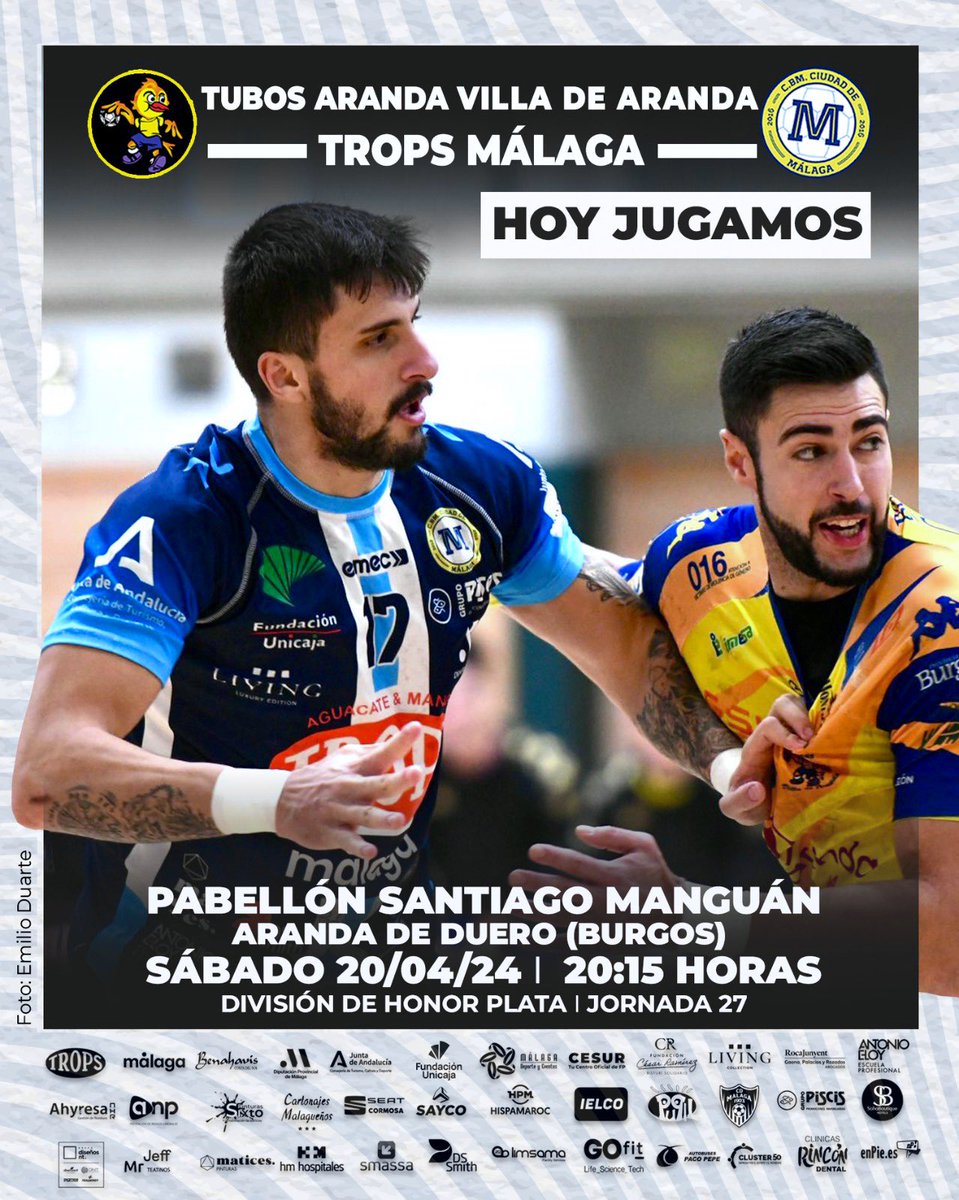 🔥¡HOY JUGAMOS!🔥 🏆 J. 27. División de Honor Plata. ⚔️ @bmvillaaranda 🆚 @fTROPS @BMCiudadDMalaga. ⌚️20:15 h. 📍Pabellón Santiago Manguán. 📺 TV: lc.cx/bicw2Y @deportemalaga @MalagaDyE @aytodebenahavis @diputacionMLG @DeportesDipMlg @FundUnicaja @cesurformacion