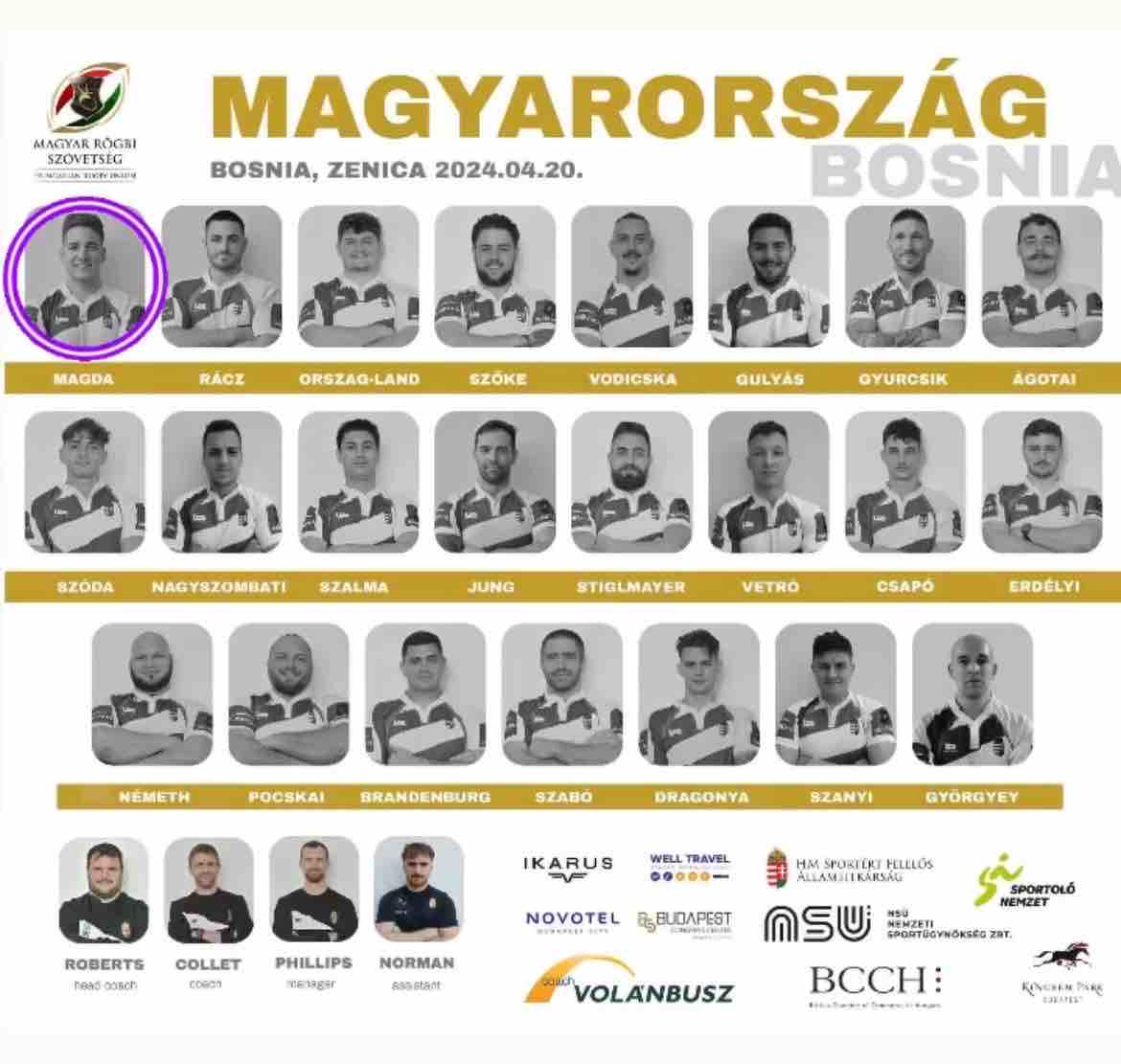 Good luck to Worthing Raiders player Balazs Magda who is starting at Looshead today for Hungary against Bosnia