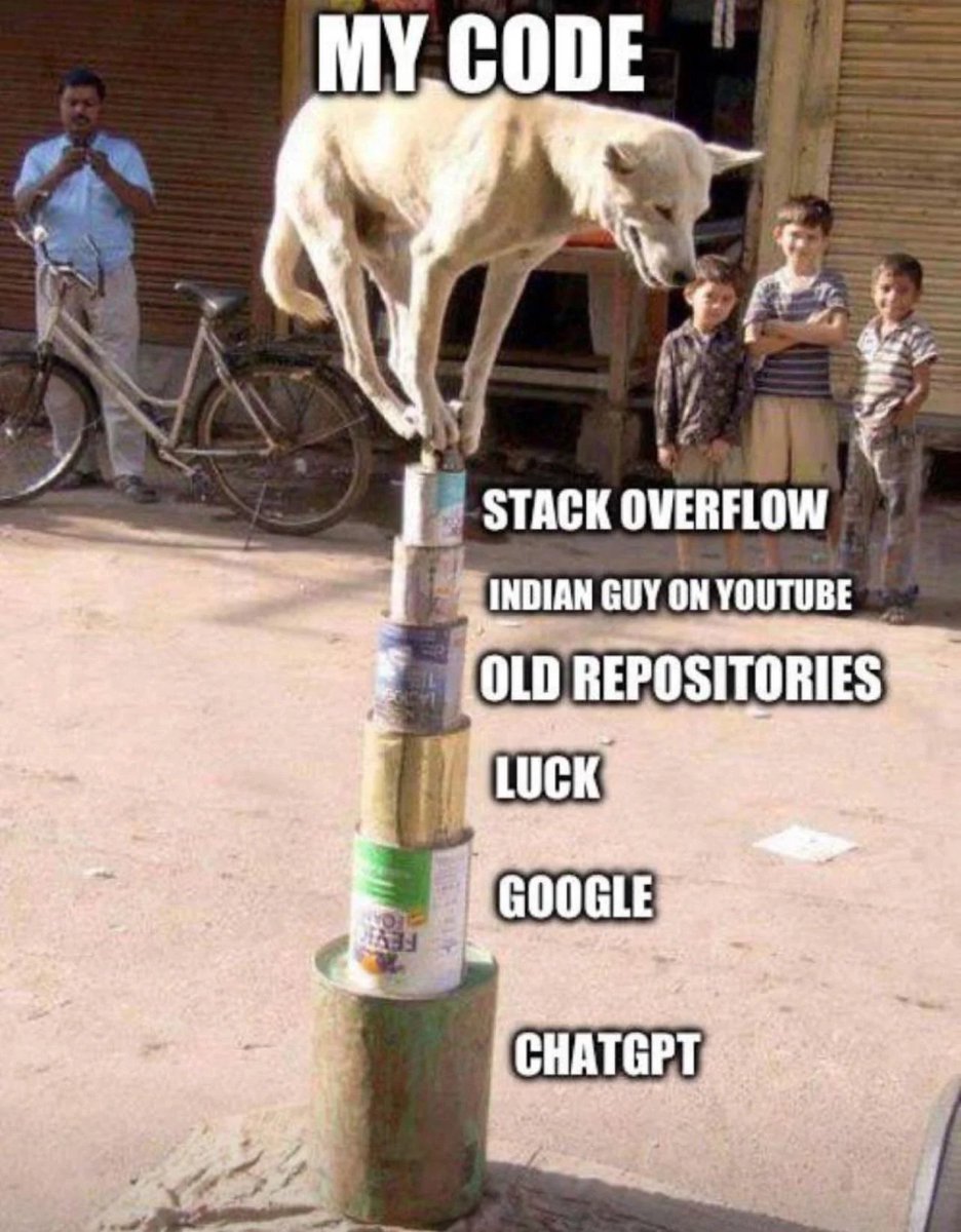 ProgrammersMeme's tweet image. At least it works.