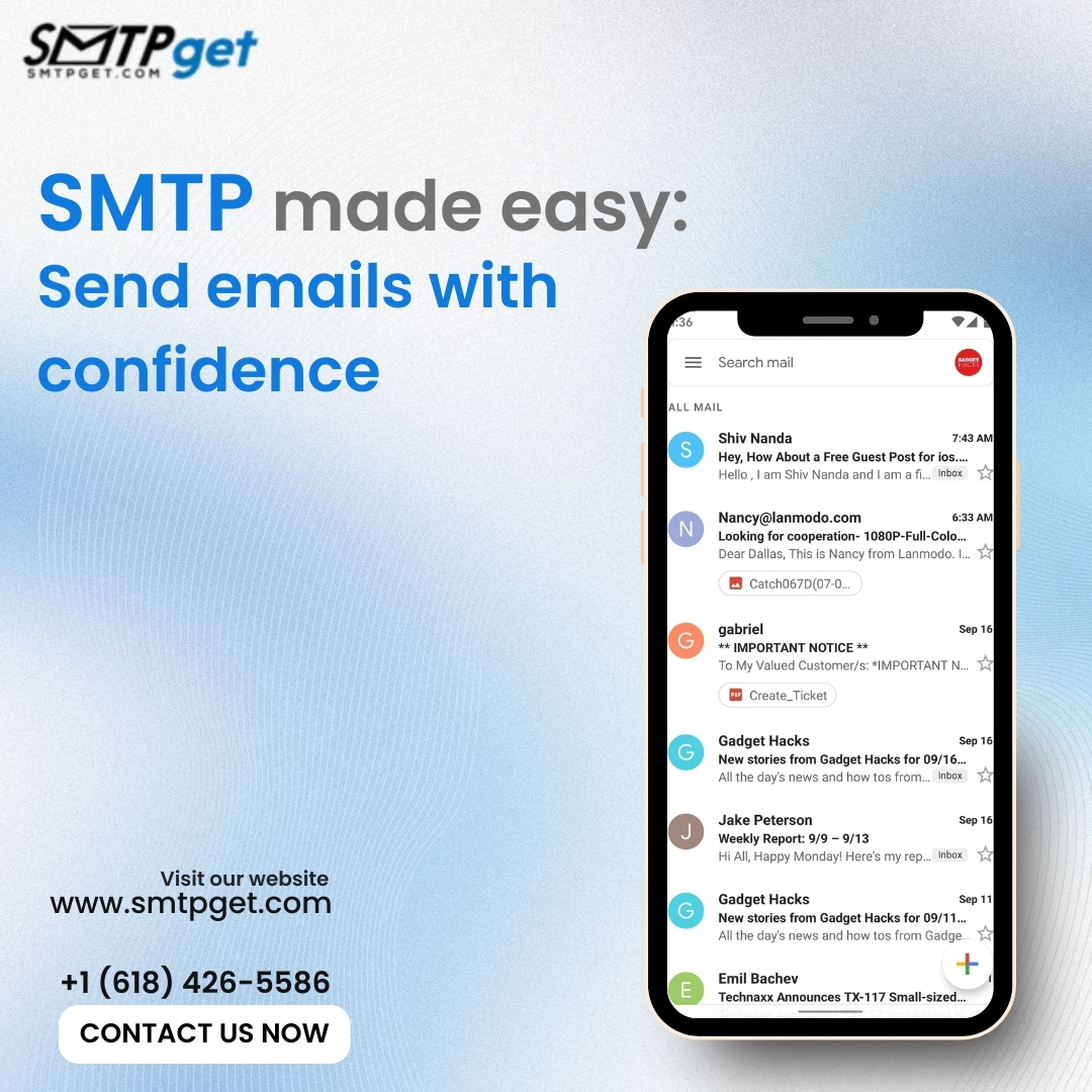 Sending emails has never been easier! Our SMTP service ensures reliable delivery, so you can communicate with confidence. 

#SMTPget #EmailDelivery #EmailMarketing #DigitalCommunication #BusinessCommunication #ReliableService #EfficientDelivery #TechSolutions