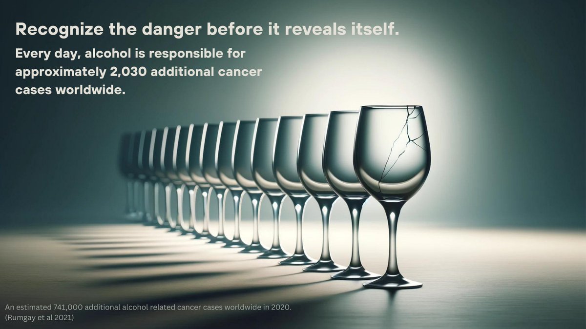 🚨 Every day, alcohol causes about 2,030 cancer cases worldwide. Don't wait until it's too late. Understand the risks. #AlcoholAwareness #CancerPrevention