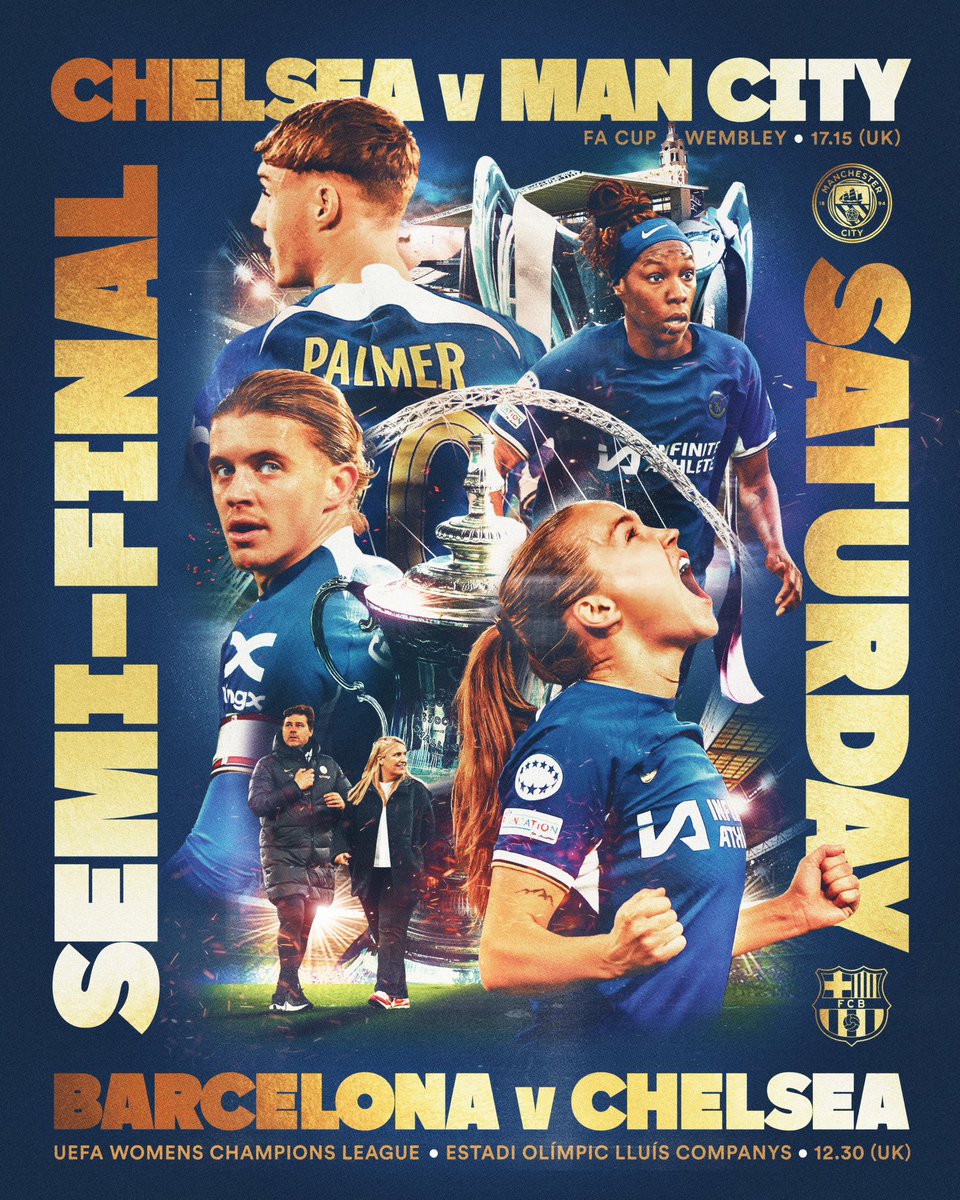 ChelseaFC's tweet photo. Semi-final Saturday is here. 😎 https://t.co/HOSCrVXBhY