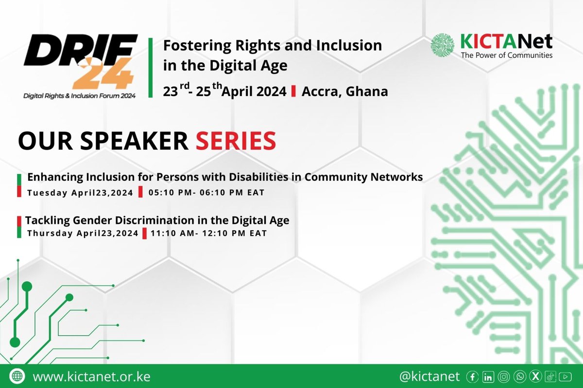 🚨Save the date!

🌍Excited to be part of #DRIF24 in Accra, Ghana! Join us on April 23-24 to discuss data rights in Africa and collaborate for positive change. Our team will be speaking on several panels. See you there!  #FosteringRightsAndInclusion

^NM