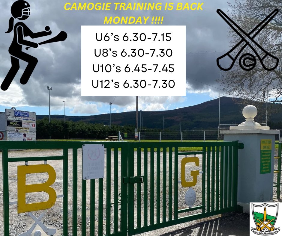 BBGCamogie's tweet photo. ***IT'S THAT TIME OF YEAR AGAIN!!!***

U6/U8/U10 Camogie Training is BACK!!!

Get your hurls and helmets ready and come along to training Monday Nights. 
NEW PLAYERS ALWAYS WELCOME

🌟Loads of fun and games!!!!🌟

🌟Learn some skills 🌟

🌟Meet friends and make some new friends🌟 https://t.co/YvcZcJPWZw