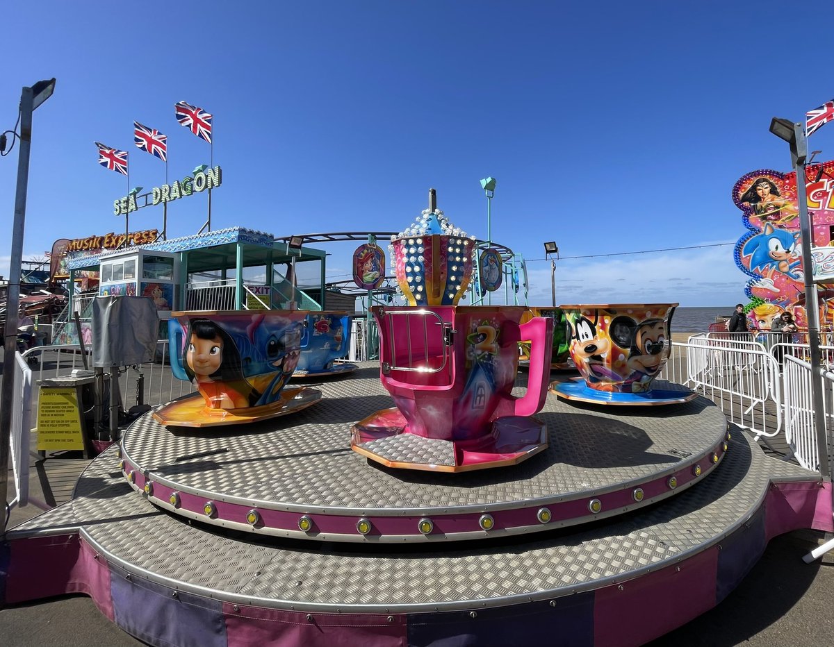 Tea anyone? @YorkshireTea our teacups are open today and guaranteed to bring joy and leave a smile on your face as you enjoy the local fairground in Sunny Hunny #hunstanton #norfolk