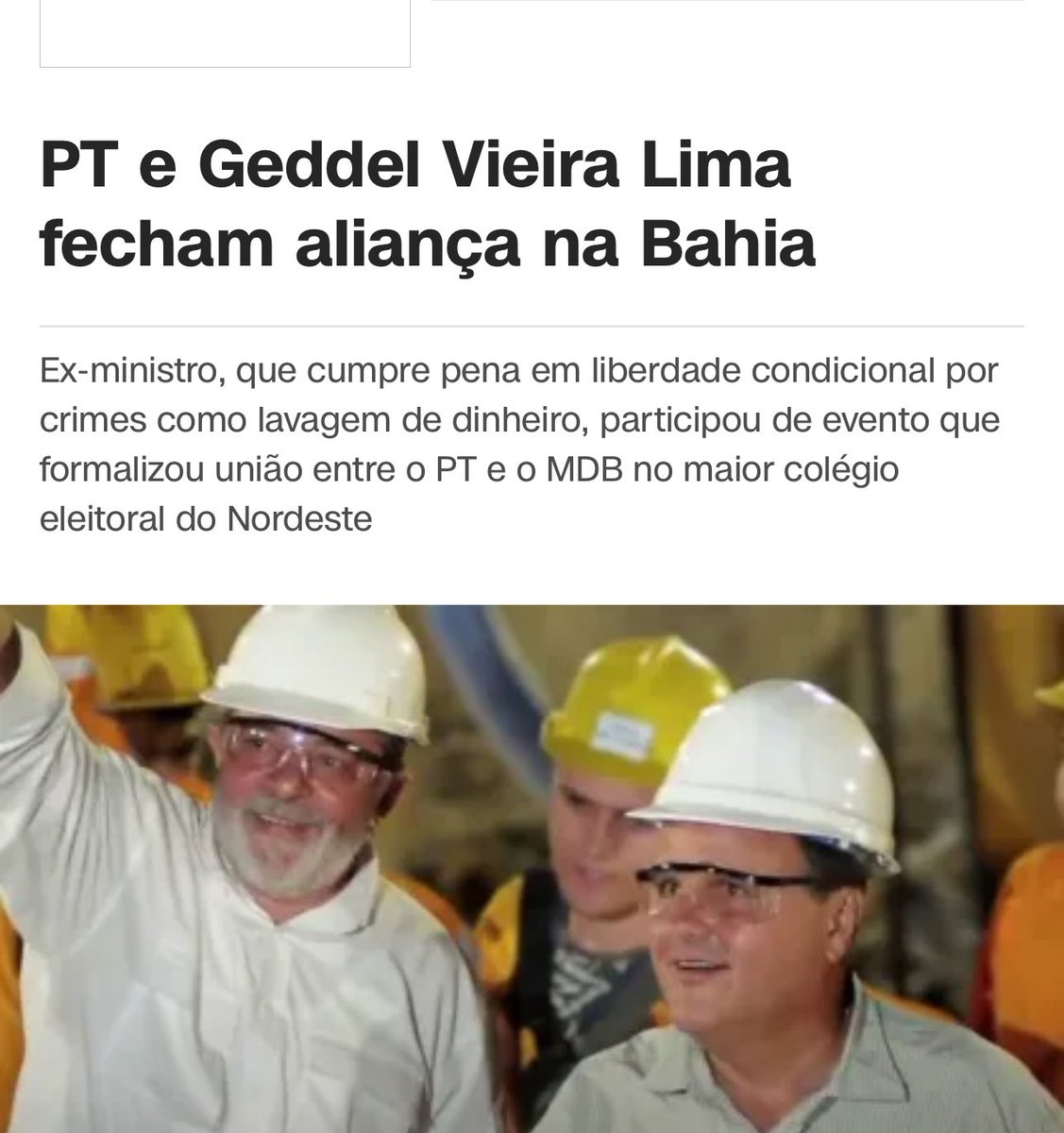 Isso não será considerado “atentado ao estado democrático de direito”. Geddel e Lula juntos na Bahia! 👍🏻
