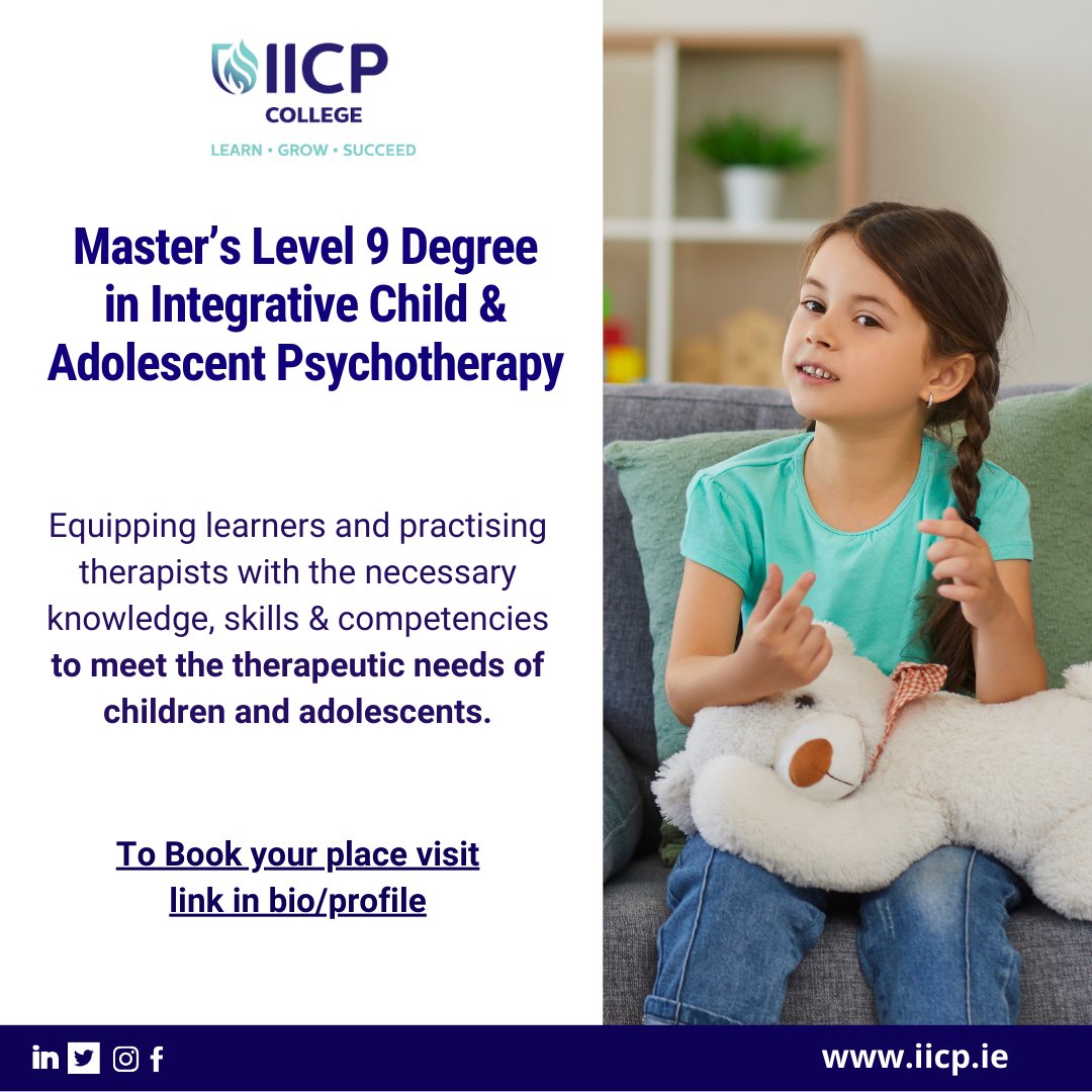 This Master’s programme will equip learners with the necessary knowledge, skills and competencies to meet the therapeutic needs of children and adolescents.

For more information visit link in bio/profile

#education #counselling #learning #masters #counsellingcourse #child