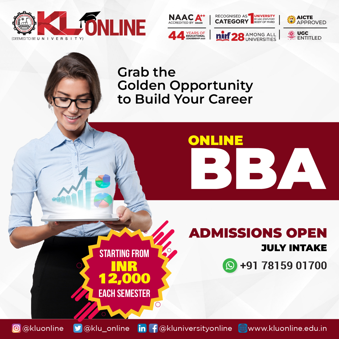 Administration is an essential part of businesses, organizations, or even at home. Enroll in an online BBA at KL, one of the leading universities in India, and carve a wonderful career path for yourself. 

Admissions open 

#KLOnline #KLUniversity #Onlinedegree #onlinelearning
