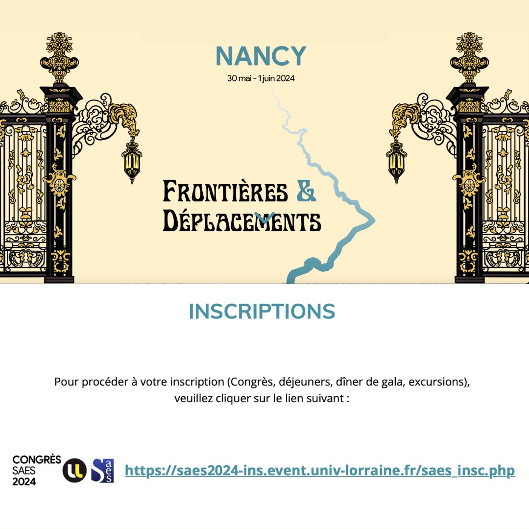 Les tarifs du Congrès sont à présent à taux plein, mais il vous reste encore quelques semaines pour vous inscrire (date limite le 9 mai) Voici le lien :

congres2024.saesfrance.org/inscriptions/