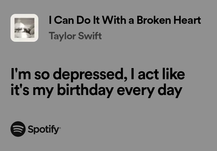 SmittenLyrics's tweet photo. I Can Do It With a Broken Heart - Taylor Swift
The Tortured Poets Department 
#TaylorSwift #music #quotes #lyrics #FYP https://t.co/7Gyfjke6jo