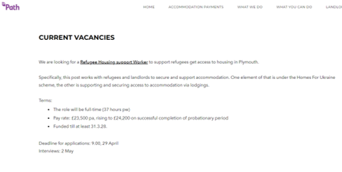 We are recruiting, looking for a Refugee Housing Support Worker to support refugees get access to accommodation in Plymouth.
We're part of a great partnership, keen to help people settle and integrate in the City.
Details:
pathdevon.org/current-vacanc…