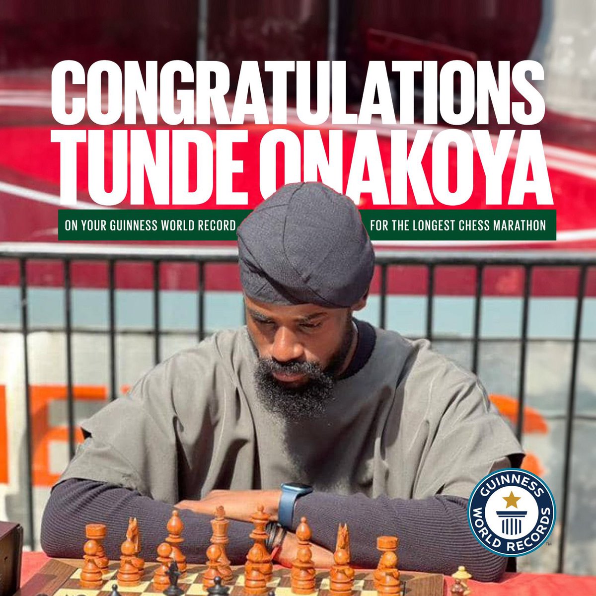 Dr. 'Bosun Tijani (@bosuntijani) on Twitter photo What an achievement!! Followed this Guinness World record attempt with keen interest. Congratulations to <a href="/Tunde_OD/">Tunde Onakoya</a> #LongestChessMarathon What an achievement!! Followed this Guinness World record attempt with keen interest. Congratulations to <a href="/Tunde_OD/">Tunde Onakoya</a> #LongestChessMarathon