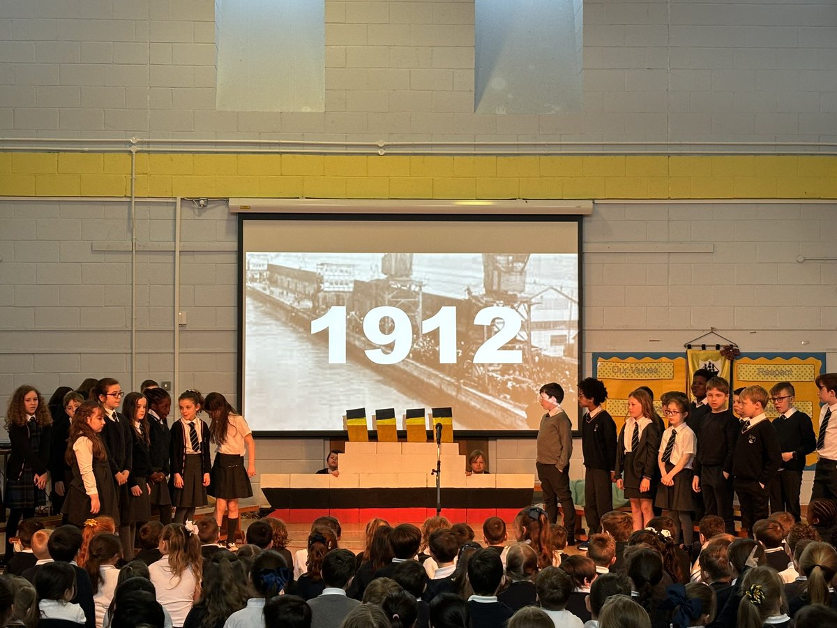 Gourockpr's tweet photo. A thought provoking, powerful and informative showcase of learning by P5/4 yesterday - on ‘The Titantic’. Well done pupils and to Mrs Todd for their efforts - well presented and poignant music/singing to re-tell the tragic story of an ‘unsinkable ship’ ⚓️❄️ @MissTodd_GPS https://t.co/VjfhrjuQCs