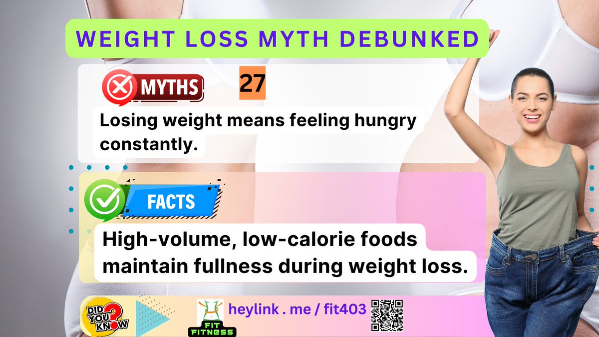 Weight Loss Myth Debunked:
Myth: Losing weight means feeling hungry constantly.
Fact: High-volume, low-calorie foods maintain fullness during weight loss.
#weightloss #weightlosstips #USA