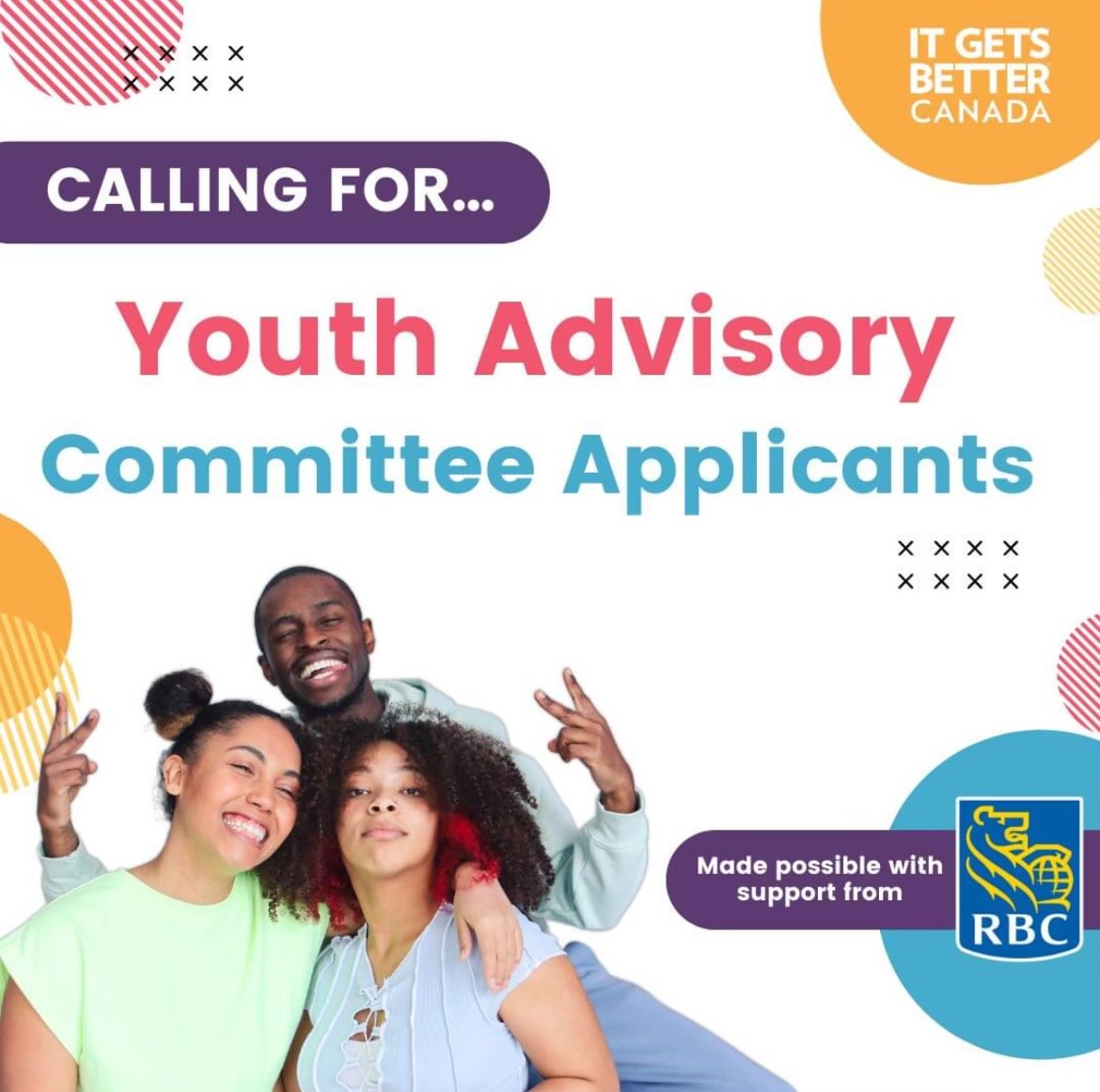 Paid opportunity for 2SLGBTQ+ youth ages 18-24
Join our Youth Advisory Committee and be the driving force behind positive change for 2SLGBTQ+ youth across Canada! https:// itgetsbettercanada.org/youth-
advisory-committee/ #YouthAdvisoryCommittee #ItGetsBetterCanada