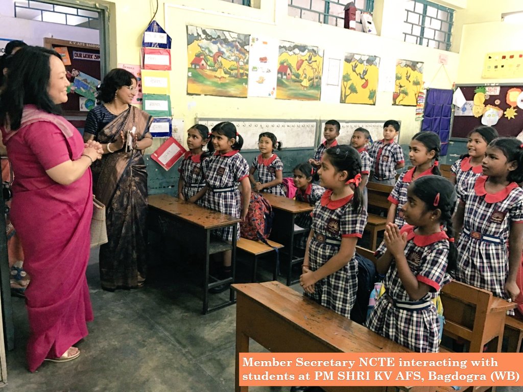 #NCTEUpdates: Ms. Kesang Y. Sherpa IRS, MS NCTE along with NCTE team visited #PMSHRI @kvafsbagdogra, West Bengal on 15th April, 2024. All the teachers and school administration were oriented towards #NMM and #NPST. Teachers too shared their experiences.