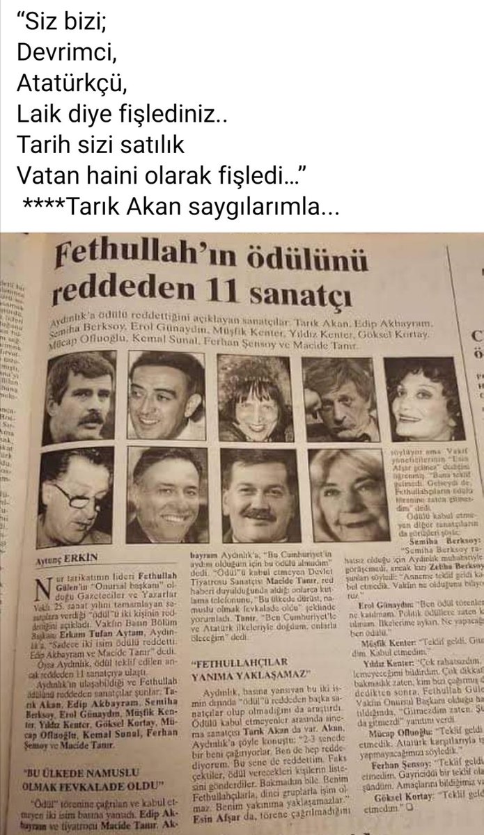 Siyasal ve sanatsal namusu korumak topluma bir borçtur. Çünkü toplum bu namusu korudukları sürece onları unutmaz ve her zaman baş tacı eder. Bu namuslu insanların artması umuduyla fırsat buldukça onları anmalıyız.
Unutulmasınlar diye.