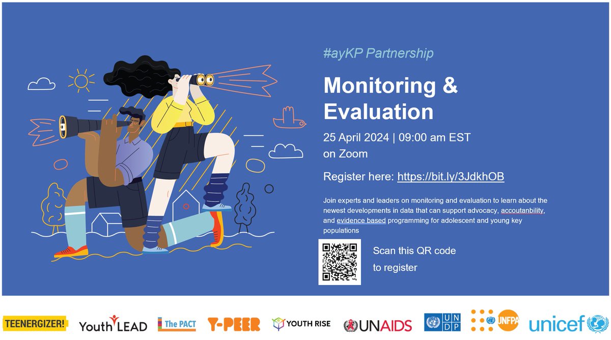 Join experts in HIV monitoring and evaluation to learn about the most exciting developments in data for adolescent and young key populations. Our exciting webinar will be on April 25th at 09:00 EST.
Register here: bit.ly/3JdkhOB

@UNAIDS @unicef_aids @UNDP @UNFPA