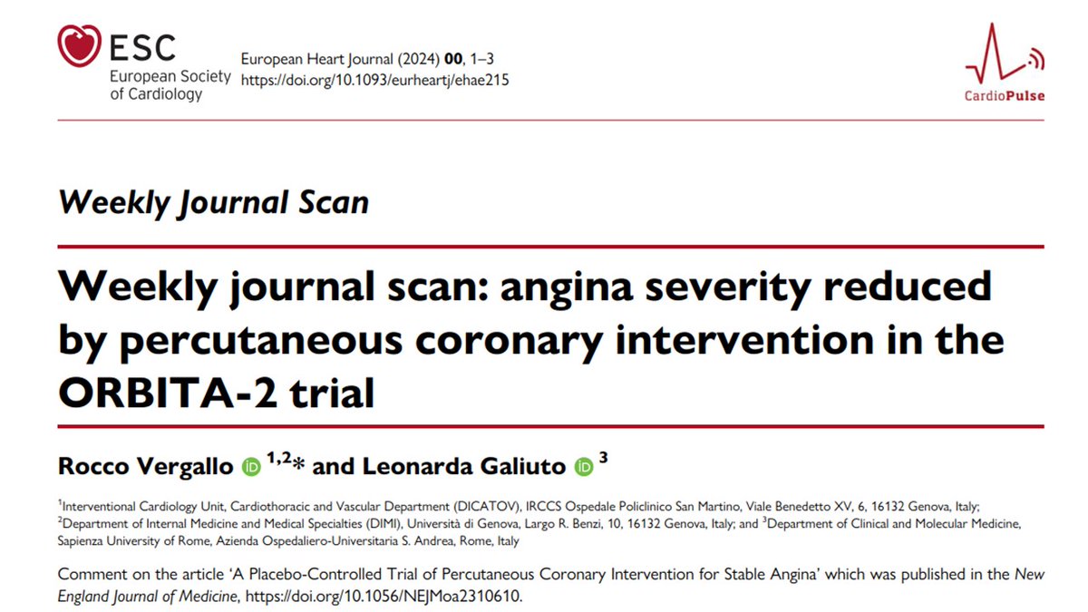 ehj_ed's tweet photo. Angina severity reduced by PCI in the ORBITA-2 trial. Read this Weekly Journal Scan in #EHJ:
https://t.co/oyad7vzfou

#angina #PCI #ORBITA2 #trial #WJS @escardio @ESC_Journals https://t.co/v4AKFnjiZm