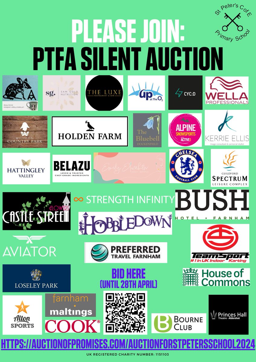 Too good to miss! Check out the fantastic range of treats and goodies on offer in our PTFA'S SILENT AUCTION. See link below and choose what you'd like to bid on! Open to everyone- do share! @LoveFarnham @farnhamherald #PTFA #fundraising #community #silentauctions
