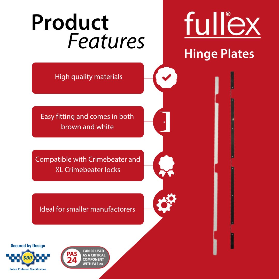Fullexlocksltd's tweet photo. Upgrade door security with Fullex hinge plates!

✅Original design
✅Easy fitting
✅High-quality materials&amp;more.. 

Ideal for smaller manufacturers. Available in white or brown. 

Check them out: https://t.co/MHdZtWHrAi

 #Fullex #UAP #Security #Doors https://t.co/4uoHHNgZaF