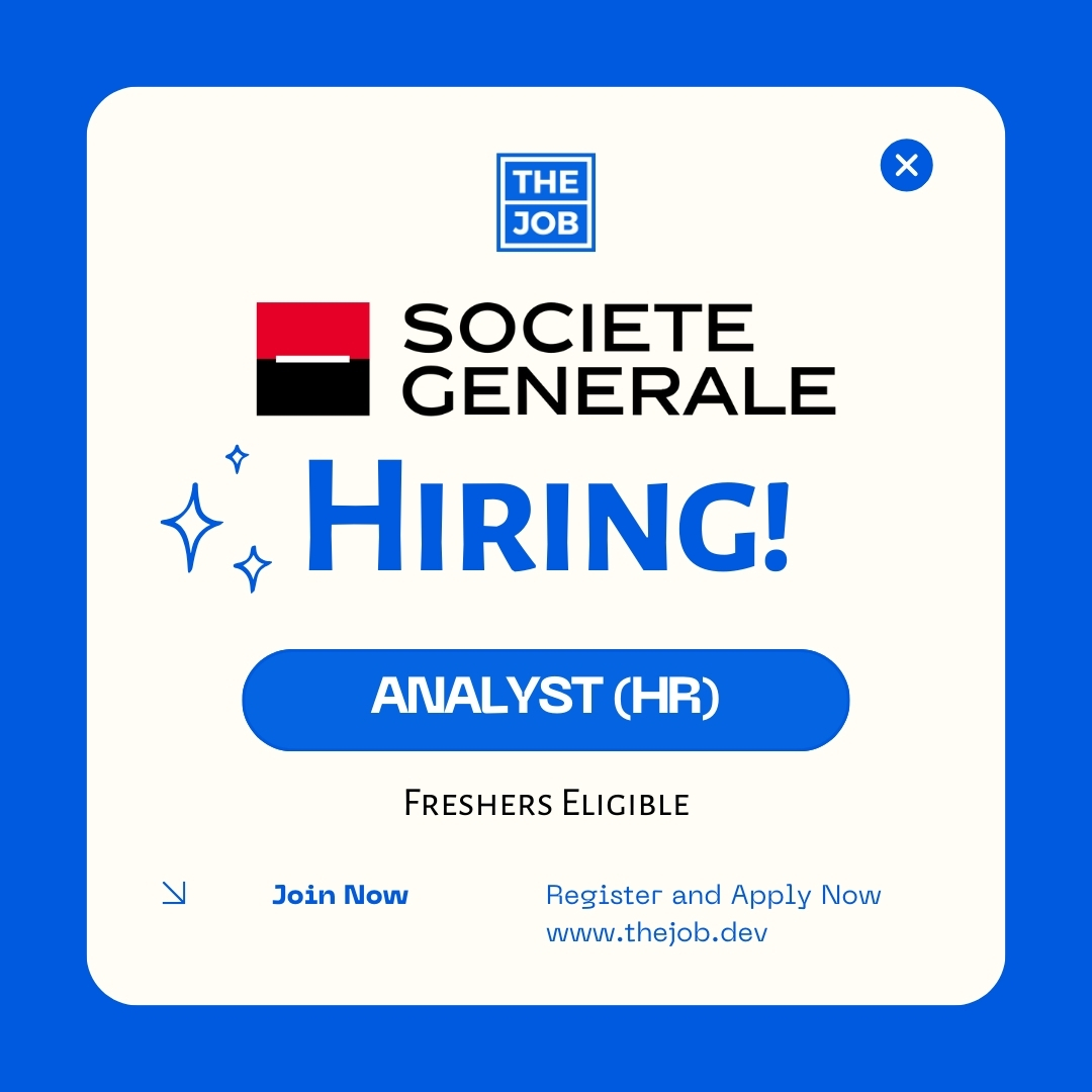 Societe Generale is seeking talented Analysts to join the team.

Apply here thejob.dev/job/662359d769…

#thejob #hiring #hiringnow #jobalert #jobhunt #openposition #opentowork #societegenerale #lookingforajob #applynow #openfornewopportunities #fresher