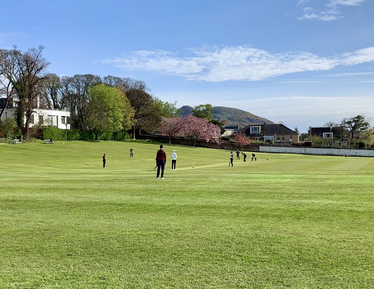 johnandamelia's tweet photo. The @CarltonCricket season is officially underway! first ball of the season beneath the blossom at a sunny Grange Loan as Carlton Women take on @WatsonianCC women in the first of 4 friendlies between the clubs today. https://t.co/yzktB8rlsm