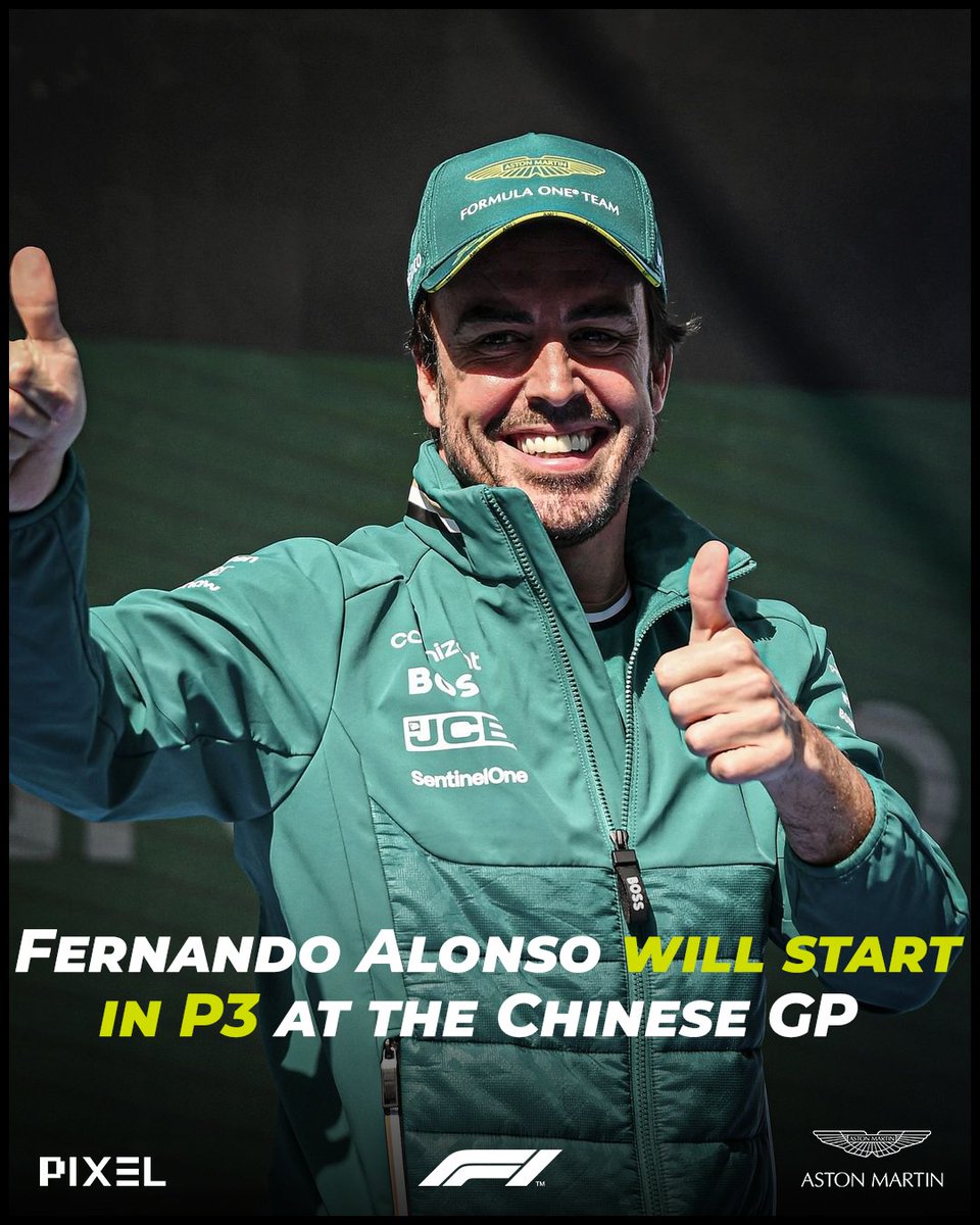 Pixelsports_'s tweet photo. Fernando Alonso will start in P3 at the Chinese Grand Prix!💪
Alonso produced a MEGA lap in Q3 in a tight qualifying session in Shanghai⚡️🇨🇳
#F1 #Formula1 #FernandoAlonso #Alonso14 #AstonMartinF1 #ChinaGP #ChineseGP #LewisHamilton #MaxVerstappen #McLarenF1 https://t.co/PCgdP3FwNx