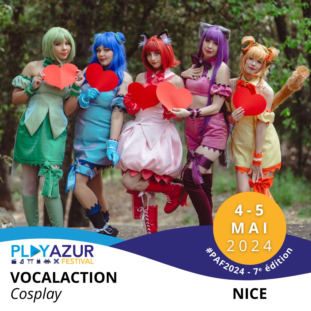 PlayAzur's tweet image. [🎩#Cosplay 👘] Vocalaction au #PAF2024
Niçois d'origine, l’association réalise sur Youtube et TikTok des courts métrages cosplay musicaux.  

Venez vous prendre en photo sur leur photocall ! 📷

🎟playazur.fr/billetterie/

#IloveNice
#Nice06
#CotedAzurFrance