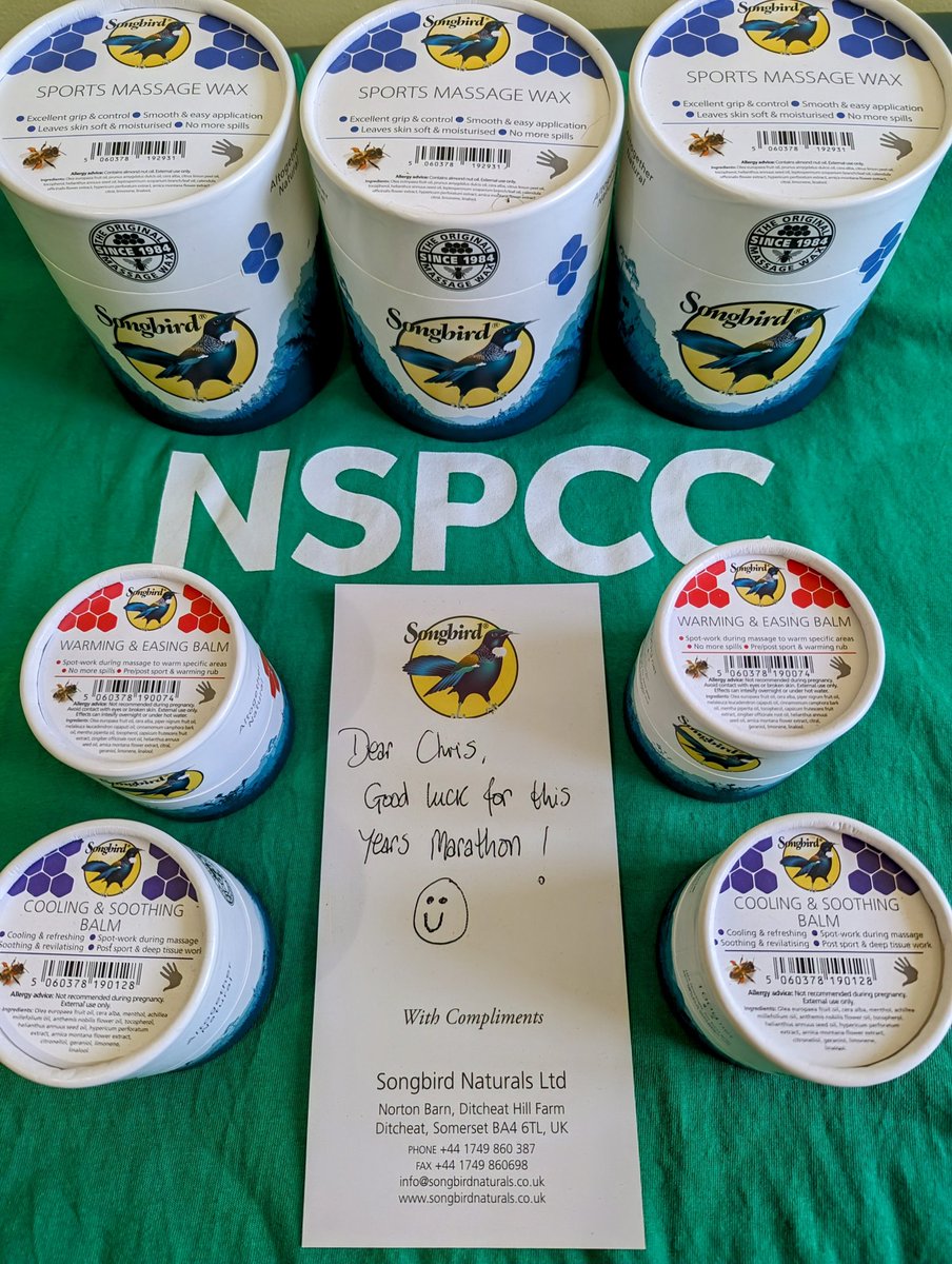 back2best's tweet photo. For the past 12 years @songbirdwax have generously donated tubs of their fantastic sports wax for the @NSPCC @LondonMarathon sports massage team!
We're so grateful for their support for our heroic NSPCC fundraising runners!
#back2best #nspcc #LondonMarathon https://t.co/yMp5ZqZgem