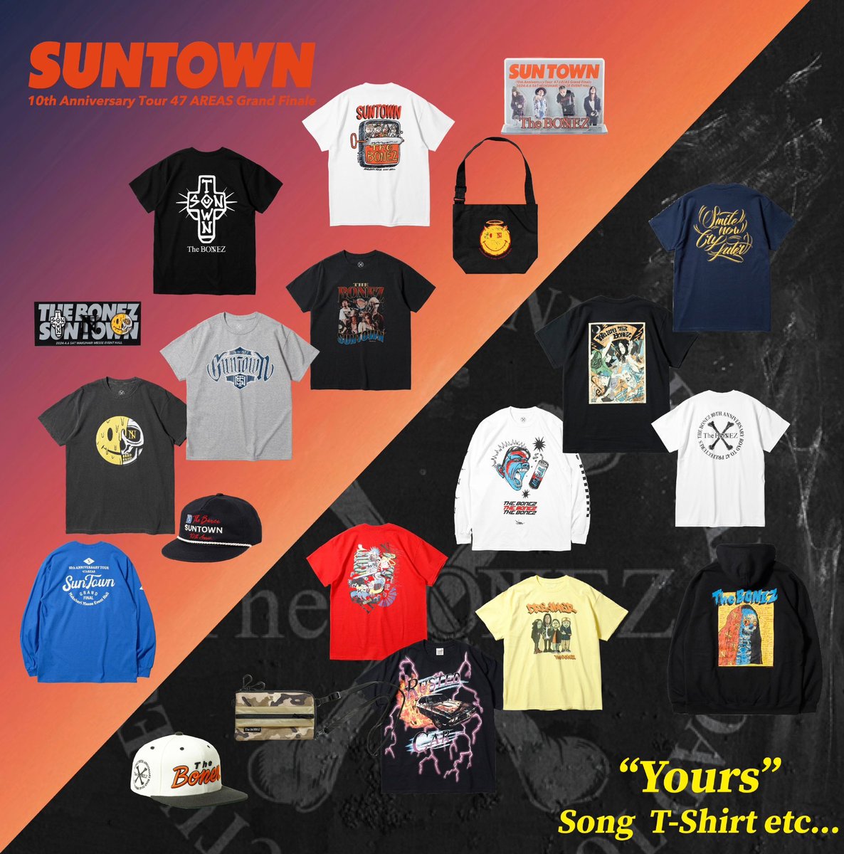 🔥'本日20時から'🔥 【SUNTOWN GOOD'S 受注販売開始】 🛍️OFFICIAL MERCH STORE🛍️ thebonez.stores.jp✅ SUNTOWN@幕張メッセ 全てのグッズが即完売だった為 ご要望にお応えして 受注販売することが決定！！ (※一部を除く) 同じく47 TOURで大好評だったSONG