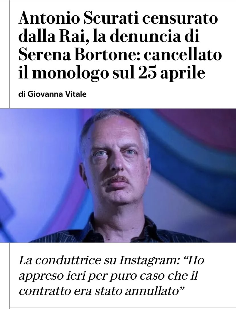 Chi è il dirigente RAI responsabile degli approfondimenti? E perché proprio uno che mesi fa era sul palco di FdI a urlare “sono uno di voi?”
Vergognatevi!

#Scurati #25aprile #TeleMeloni