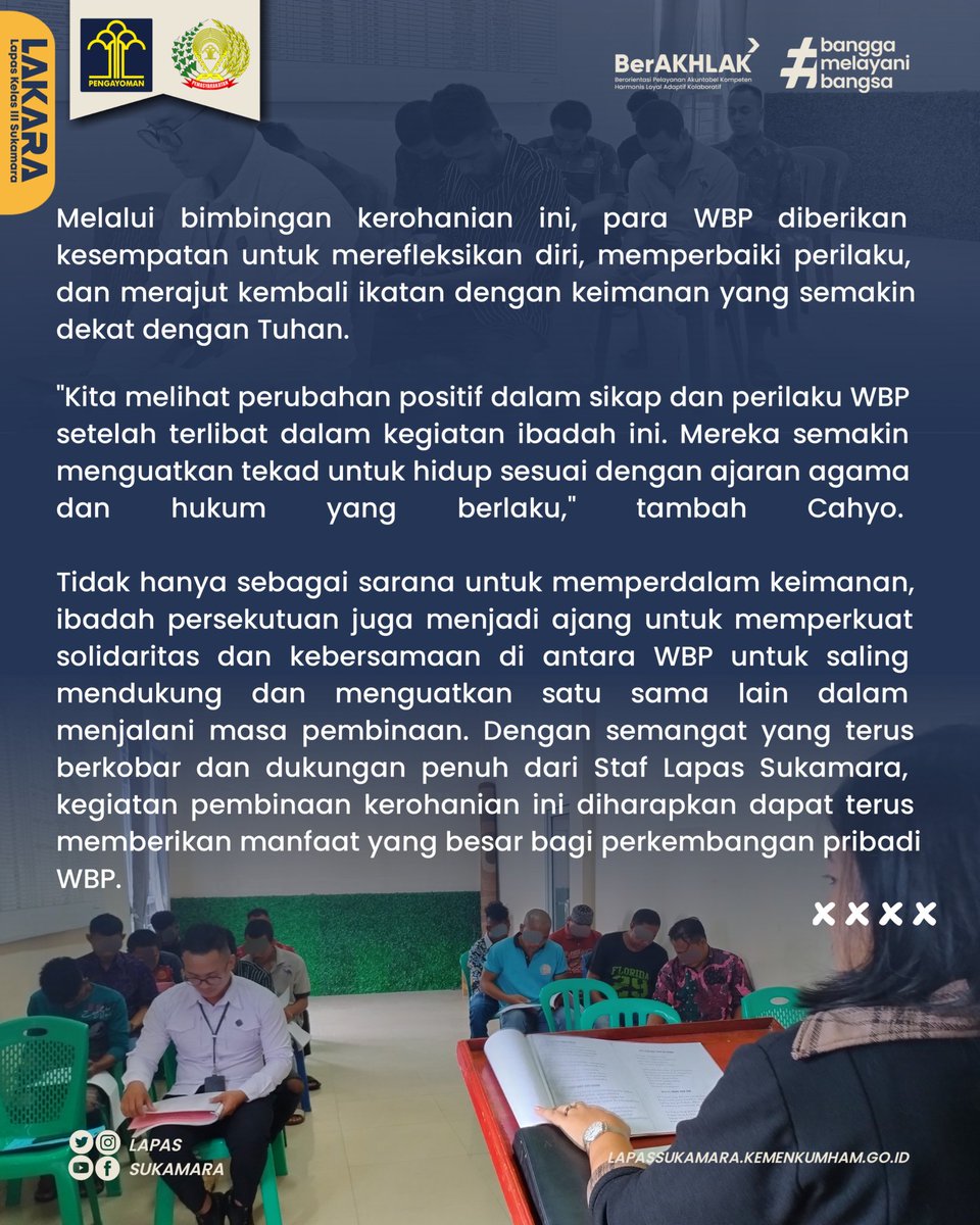 Warga Binaan Nasrani Lapas Sukamara Dihimpun dalam Kegiatan Pembinaan Kerohanian

#kemenkumhamri
#kemenkumhamkalteng
#kanwilkumhamkalteng
#Lapassukamara
#kabarlakara

Kontributor : Humas Lapas Sukamara