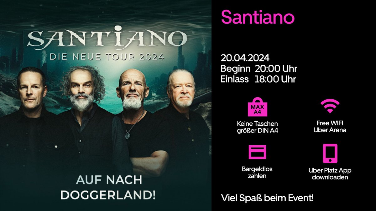 Santiano nehmen ihre Fans heute Abend mit auf eine musikalische Reise nach Doggerland! Alle Informationen👇 Beginn: 20:00 Uhr | Einlass: 18:00 Uhr 🌏 Kostenloses WLAN 👜 max. DIN A4 ❗ Infos: uber-arena.de/ihr-besuch/hin…