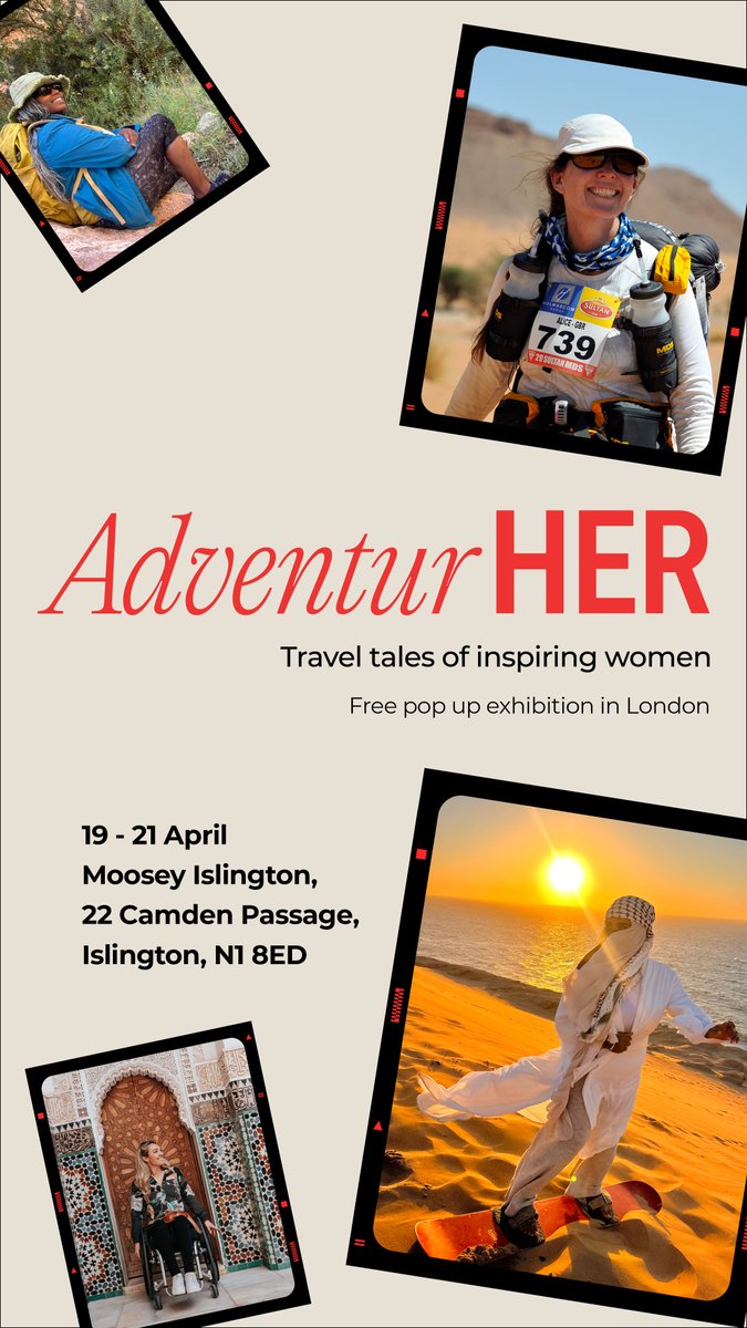 thirdculturenel's tweet photo. If you're in London this weekend, make sure to visit the #AdventurHer pop-up exhibition, sharing stories of inspiring and adventurous women from around the world!

Featuring stories from @amiraaaa_p, @citygirlnature, @louiseminchin, and more! https://t.co/YSLyyB2Ojd