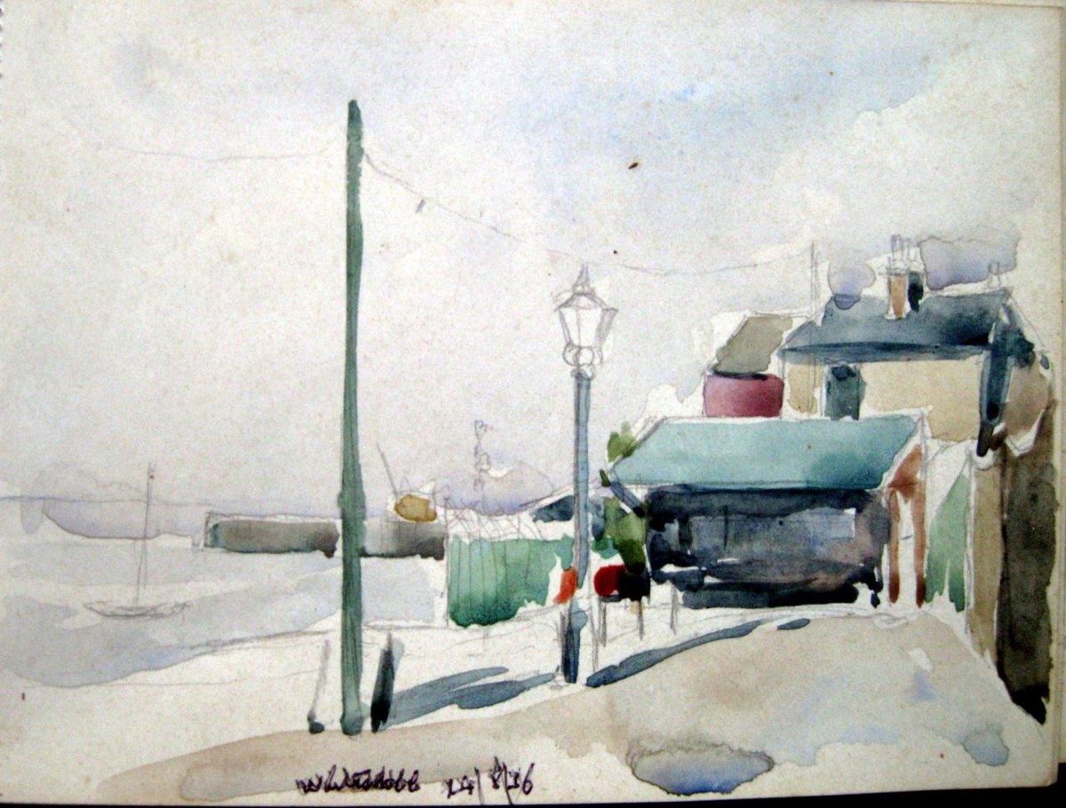Good morning, Ian @longitch & thank you, as always. I hope you enjoy your holiday. We've jus had a few days in Kent, visiting some of the painting locations & I was very pleased to stumble across this view in Whitstable that Walter Steggles sketched in 1936. #WalterSteggles
