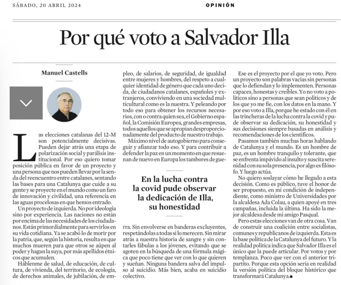 Por qué voto a @salvadorilla Templanza, diálogo y el proyecto progresista que necesita Catalunya.