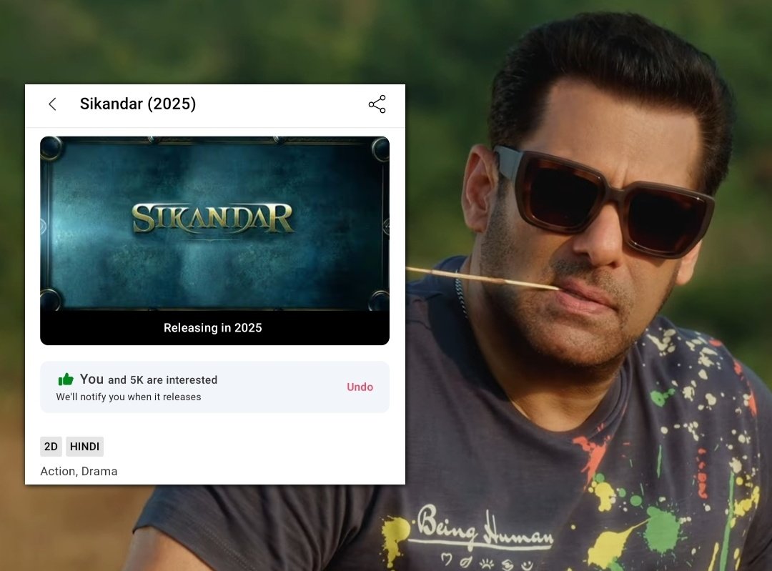 5000+ Interests done on Megastar #SalmanKhan's Next #Sikandar's Official Page on BookMyShow, Releasing Next Eid 2025🔥 @NGEMovies