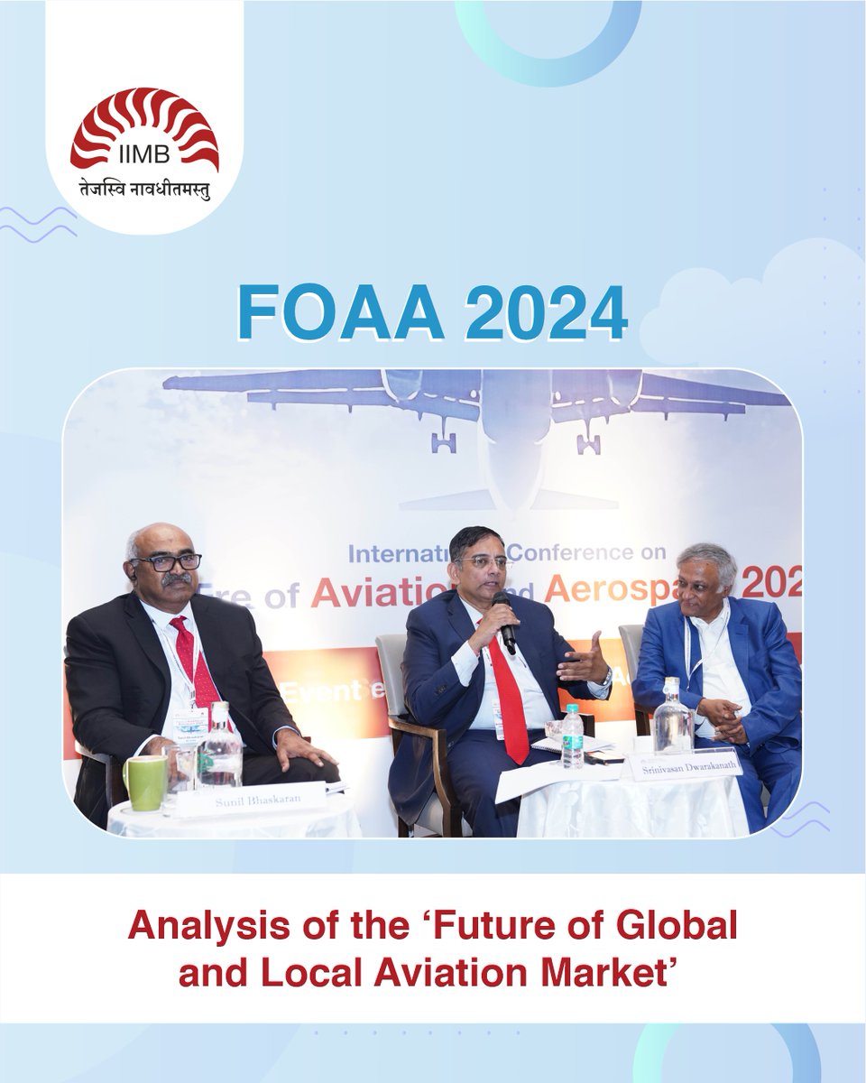 This panel featured Dr Srinivasan Dwarkanath, Former CEO & MD, Airbus India Operations, and Sunil Bhaskaran, Director, Air India Aviation Academy, and was moderated by Prof. S Raghunath. #Aviation #Aerospace #Conference #Academia #Networking #IIMBangalore #IIMB #FOAA2024 #EEPP