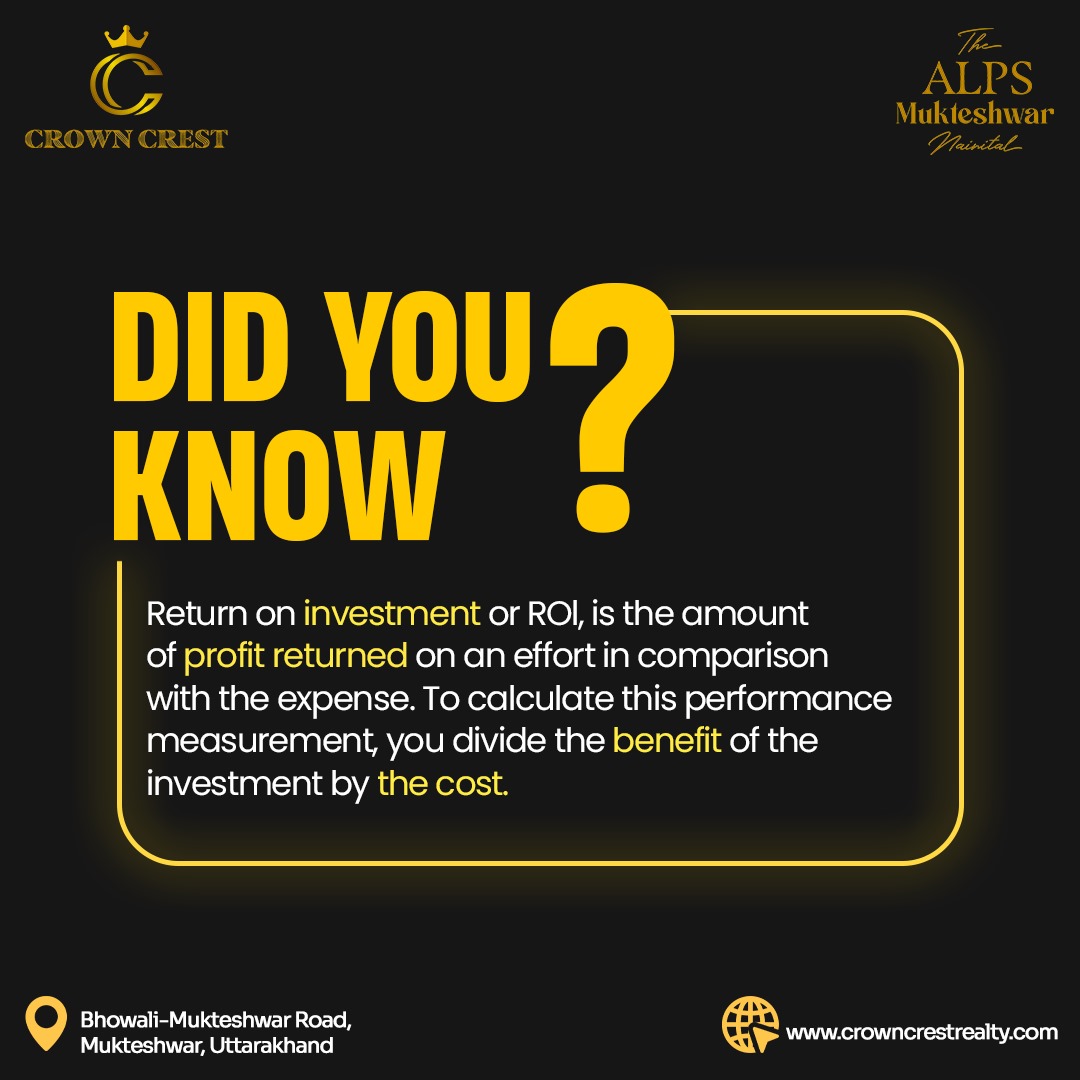 @ Crown Crest Infrastructure is here to familiarise you with frequently used investment terminologies so you can make smarter decisions before making an investment. 

📞 Call: +91 8750500042
🌐 Visit: crowncrestrealty.com

#DidYouKnow #ROI #InvestmentSuccess #CrownCrest