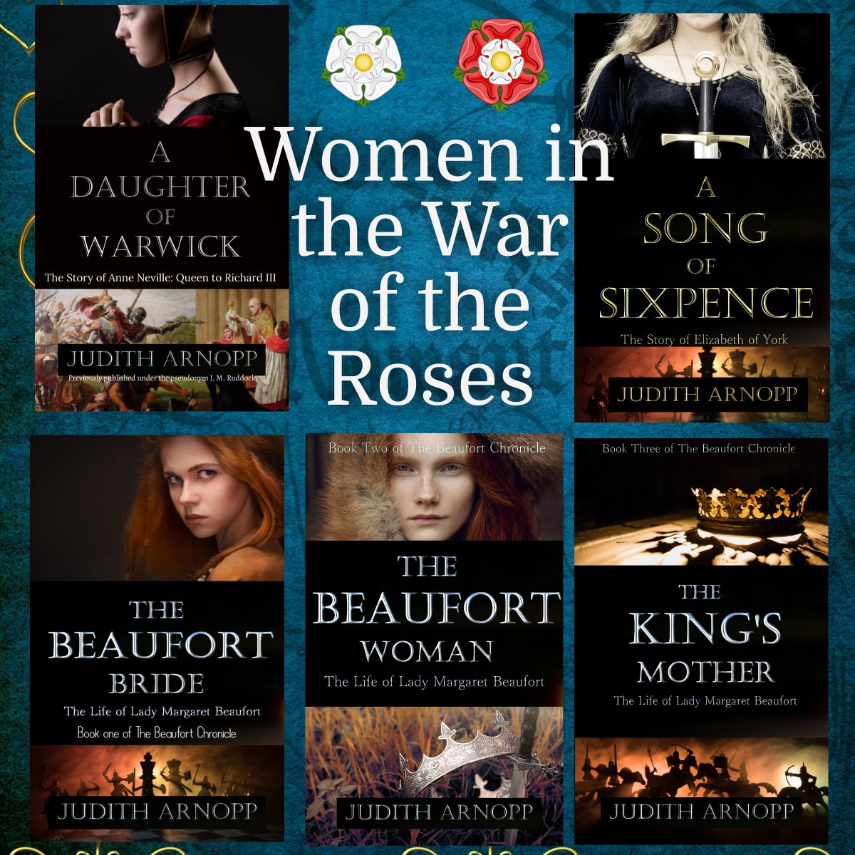Women of the war of the roses: Margaret Beaufort, Anne Neville, Elizabeth of York and Marguerite of Anjou will be joining them soon! author.to/juditharnoppbo… #HistoricalFiction #WomensHistoryMonth #wotr #medieval