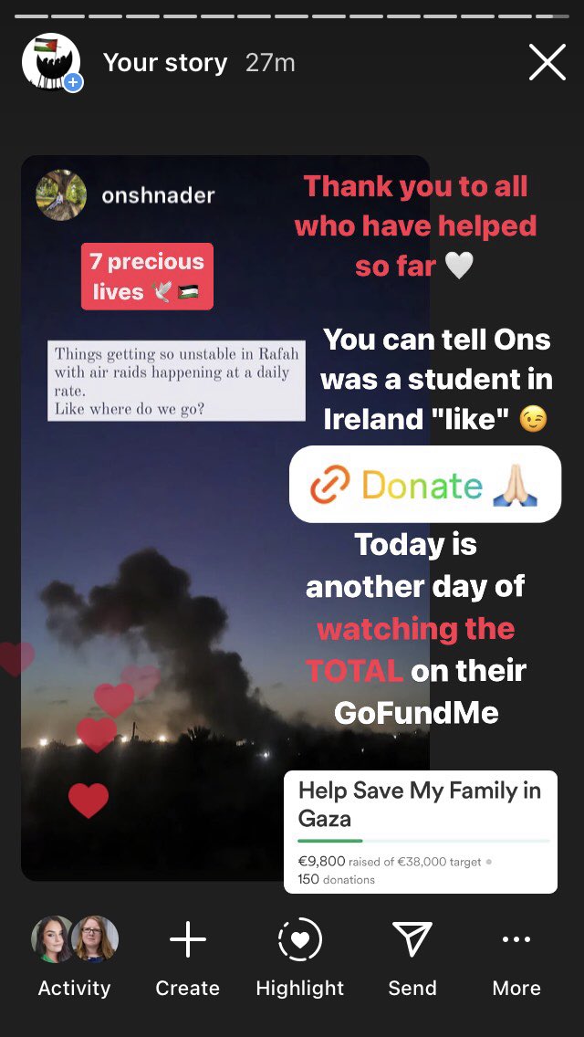 It's over a month since Ons and her family started watching the total on their GoFundMe. Today's another agonising day. An ex Irish student. She is a good friend to a friend who describes her as a beautiful soul 🕊🤍 gofundme.com/f/help-evacuat… Read their story 🙏🏻