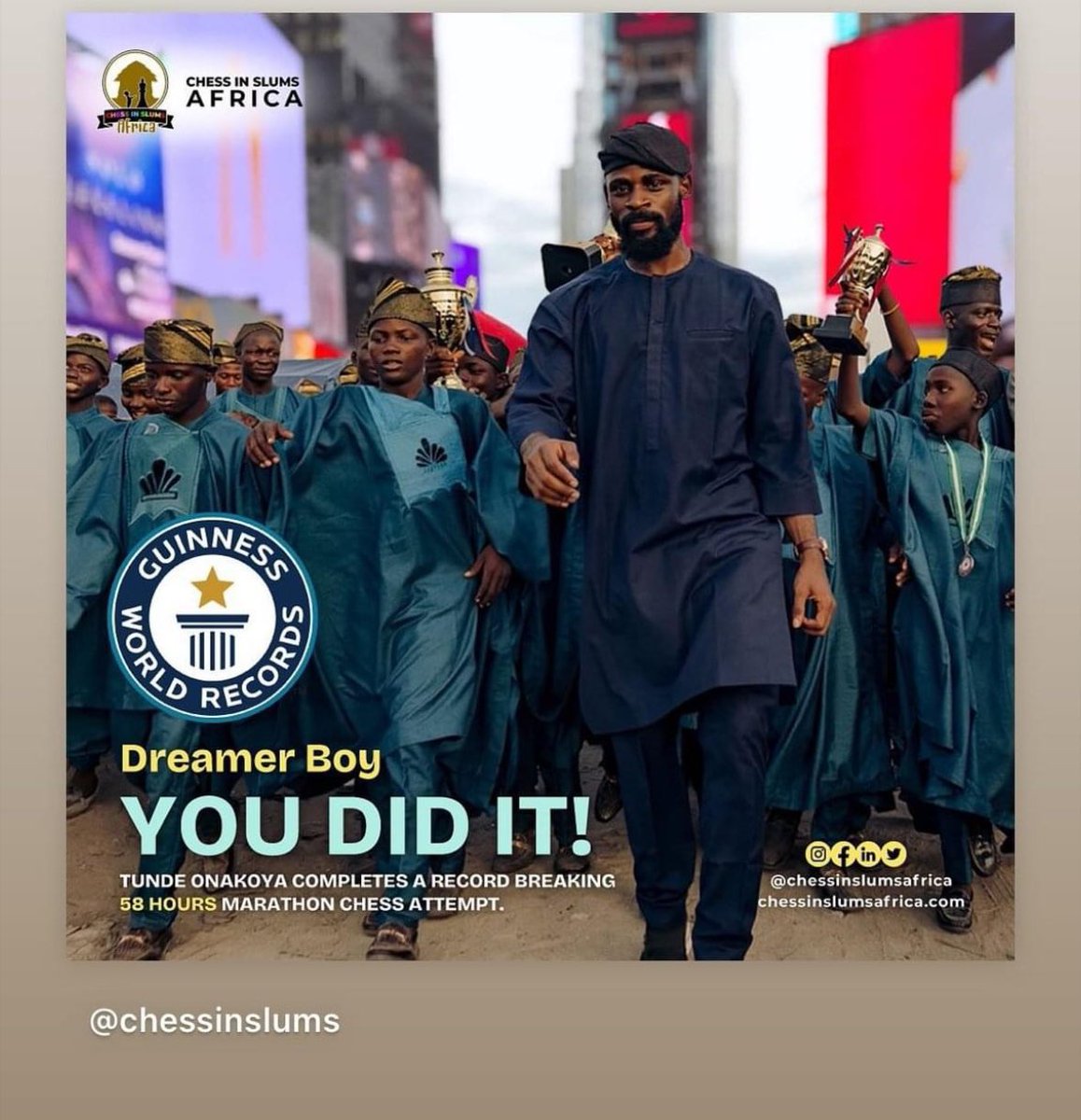 Lateef O. Fagbemi, SAN (@lofagbemi) on Twitter photo Congratulations to <a href="/Tunde_OD/">Tunde Onakoya</a> <a href="/chessinslums/">CHESS IN SLUMS AFRICA</a> and indeed all the Nigerians who have been cheering him on from the get go. This is an extraordinary feat and it is a reflection of the tenacity, ability and visionary commitment of the Nigerian. We are proud of Tunde and his team. Congratulations to <a href="/Tunde_OD/">Tunde Onakoya</a> <a href="/chessinslums/">CHESS IN SLUMS AFRICA</a> and indeed all the Nigerians who have been cheering him on from the get go. This is an extraordinary feat and it is a reflection of the tenacity, ability and visionary commitment of the Nigerian. We are proud of Tunde and his team.