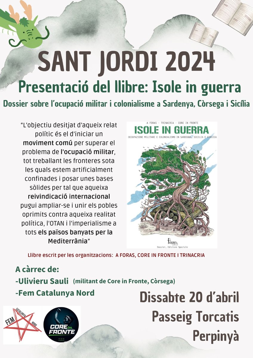 Ja sem a punt! Els companys @SAULIUlivieru i Samu d'@aforasnews són a la nostra paradeta amb el llibre 'isole in guerra' A les 12h comença la presentació! #SantJordi #Perpinyà