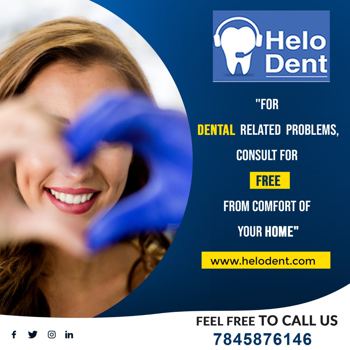 Helodent
'Dental Care & Protection'
For dental problems, get treated by our expert dentists in your area'. Book FREE online consultation
📷Call us for more details: 7845876146
#helodent #dentalconsultation #dental #dentalhealth #dentalhealthcare #dentalneeds #dentalcare